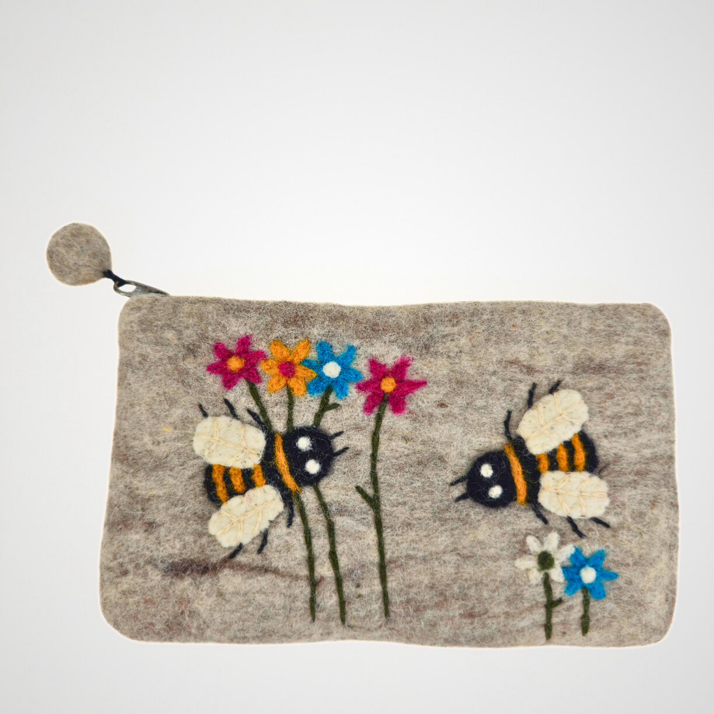 Hand Felted Double Bees Purse 5x8 Inches