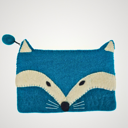 Hand Felted Kitty Head Purse 5x8 Inches