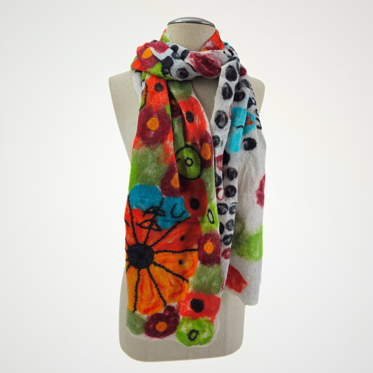 Spotted Merino & Silk Wool Felt Scarf