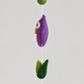 Purple wool owl side profile and green felt leaves