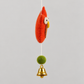 Orange owl, green felt ball and gold bell detail
