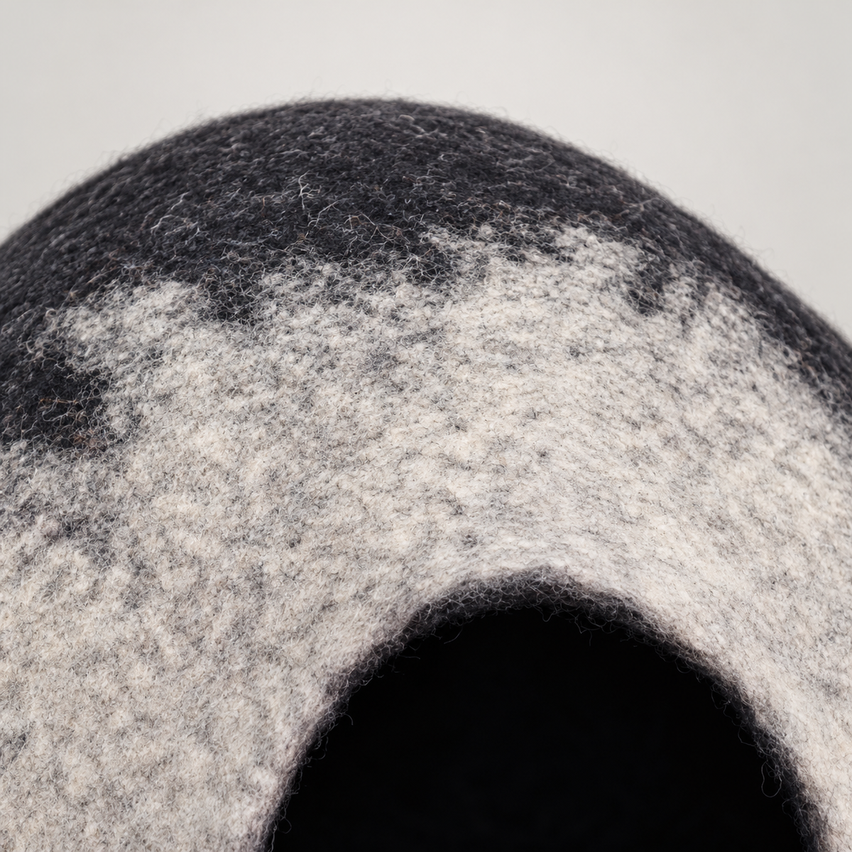 Close-up of the mottled wool arch and entrance edge