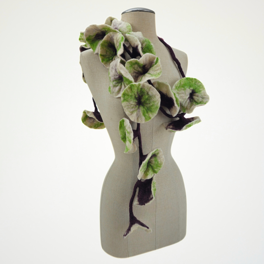 20 Flowers White-Brown Scarf, Flowers Garland or Wall Hanging
