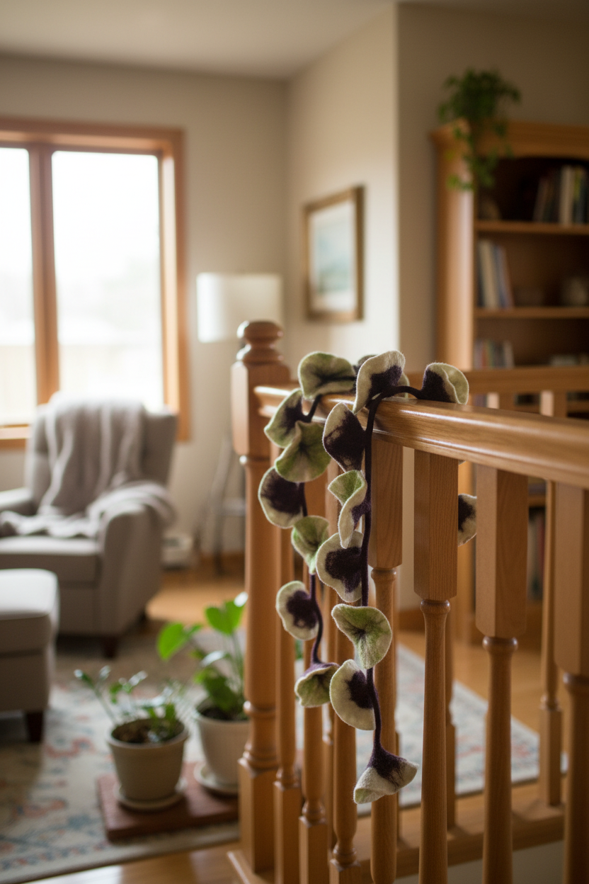 20 Flowers White-Brown Scarf, Flowers Garland or Wall Hanging