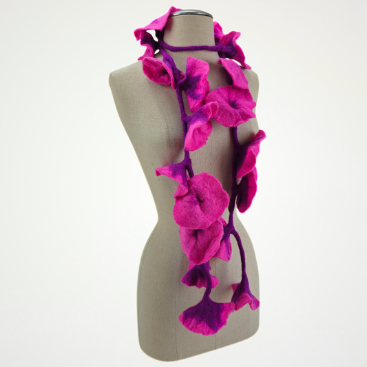 20 Flowers Pink-Plum Scarf, Flowers Garland or Wall Hanging