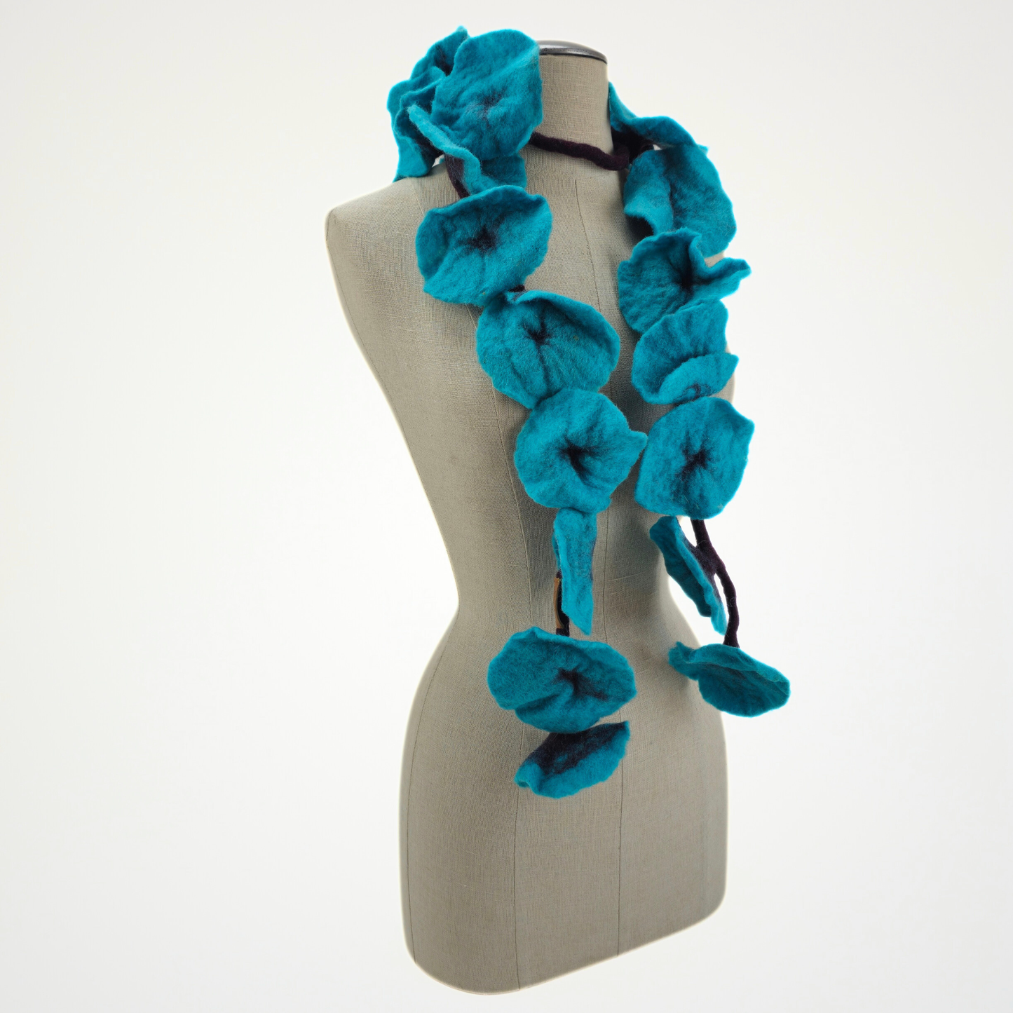 20 Flowers Blue-Brown Scarf, Flowers Garland or Wall Hanging