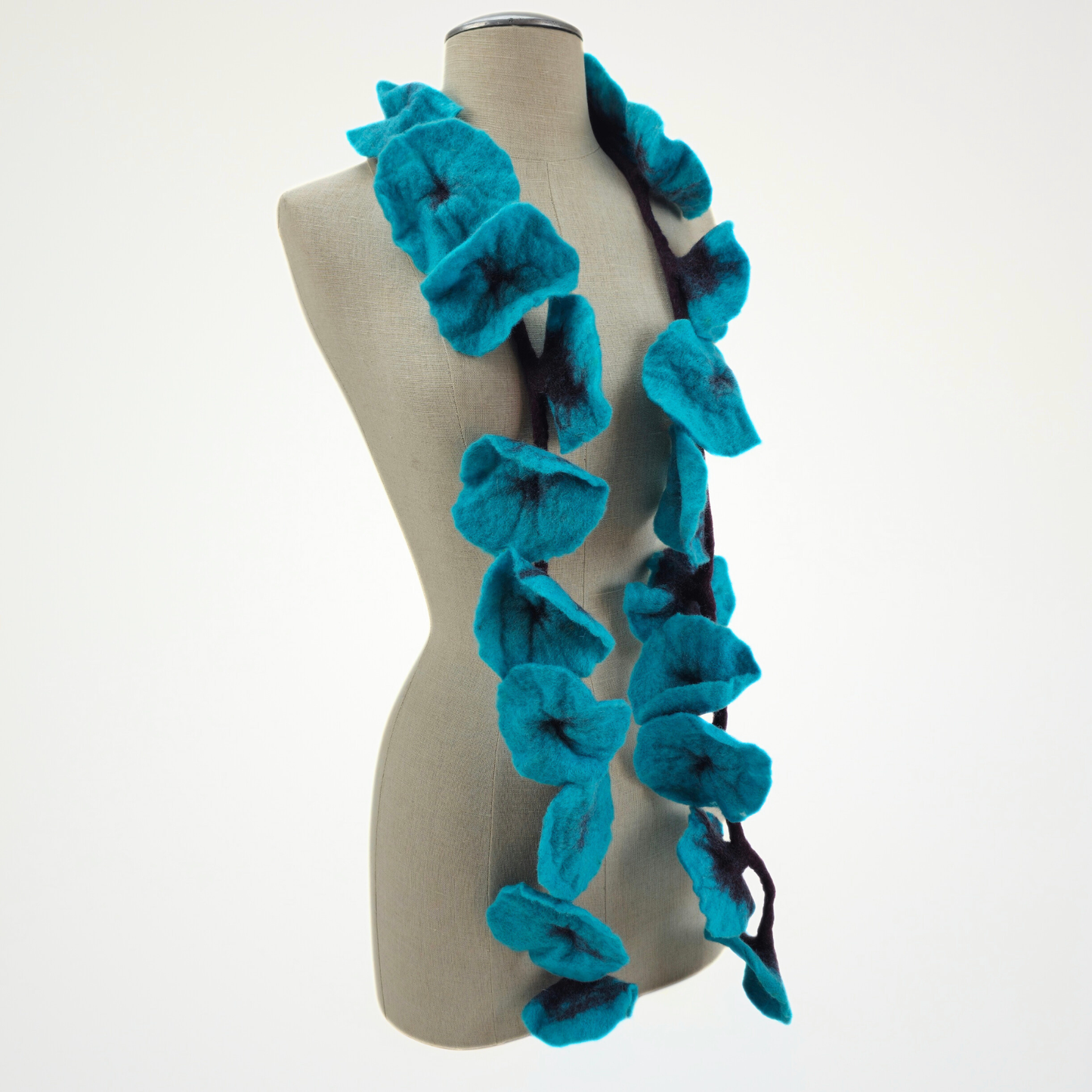 20 Flowers Blue-Brown Scarf, Flowers Garland or Wall Hanging