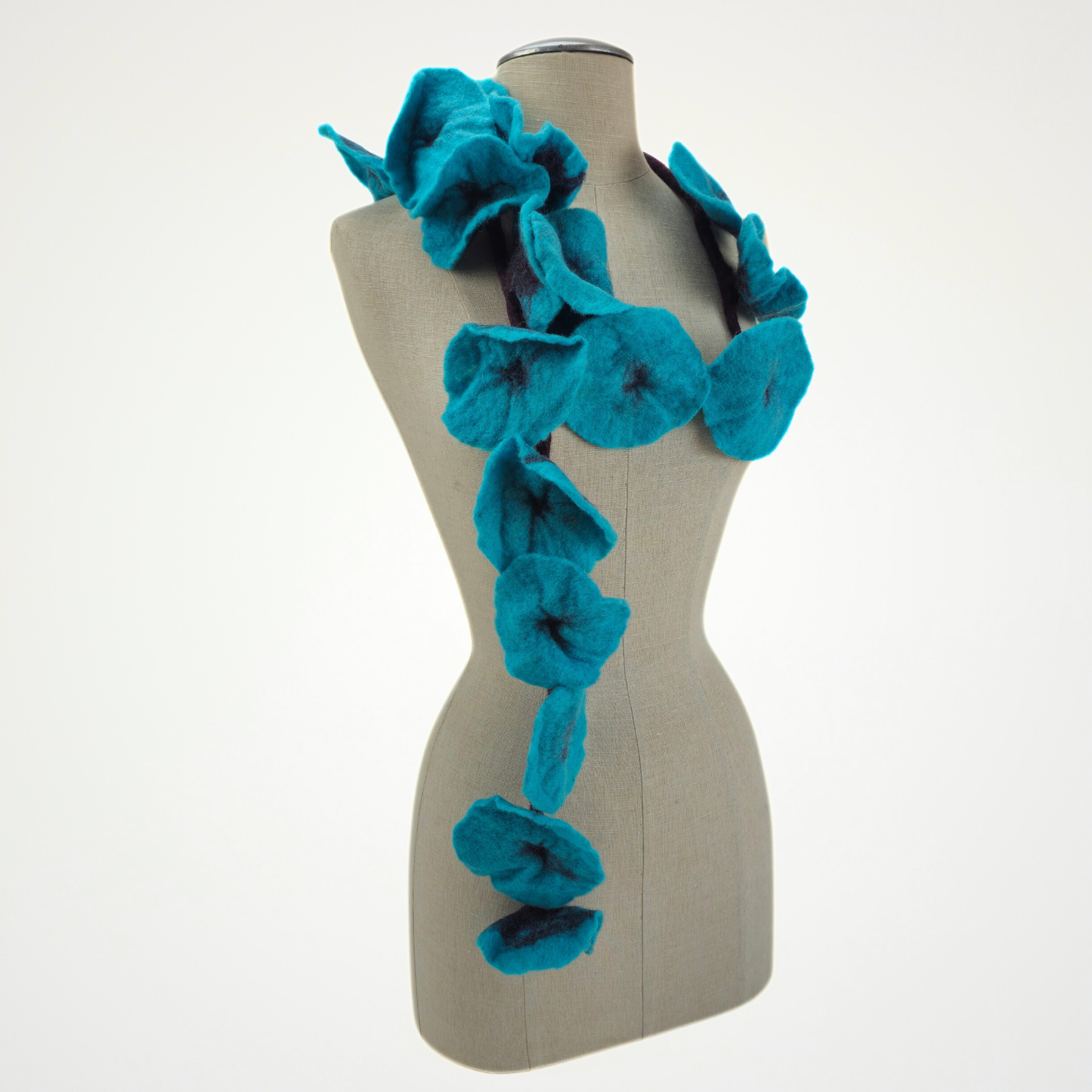 20 Flowers Blue-Brown Scarf, Flowers Garland or Wall Hanging
