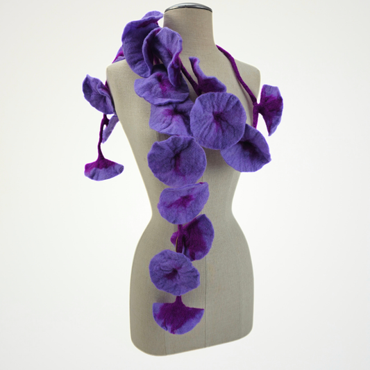20 Flowers Purple-Plum Scarf, Flowers Garland or Wall Hanging