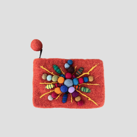 Felted Ball Coin Purse, Mobile Purse