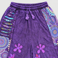 Purple elastic waistband and drawstring detail