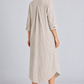 Beige Stripe Long Shirt Dress