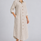 Beige Stripe Long Shirt Dress