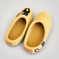 Yellow wool felt cat slippers LN910, cleaned original pair view