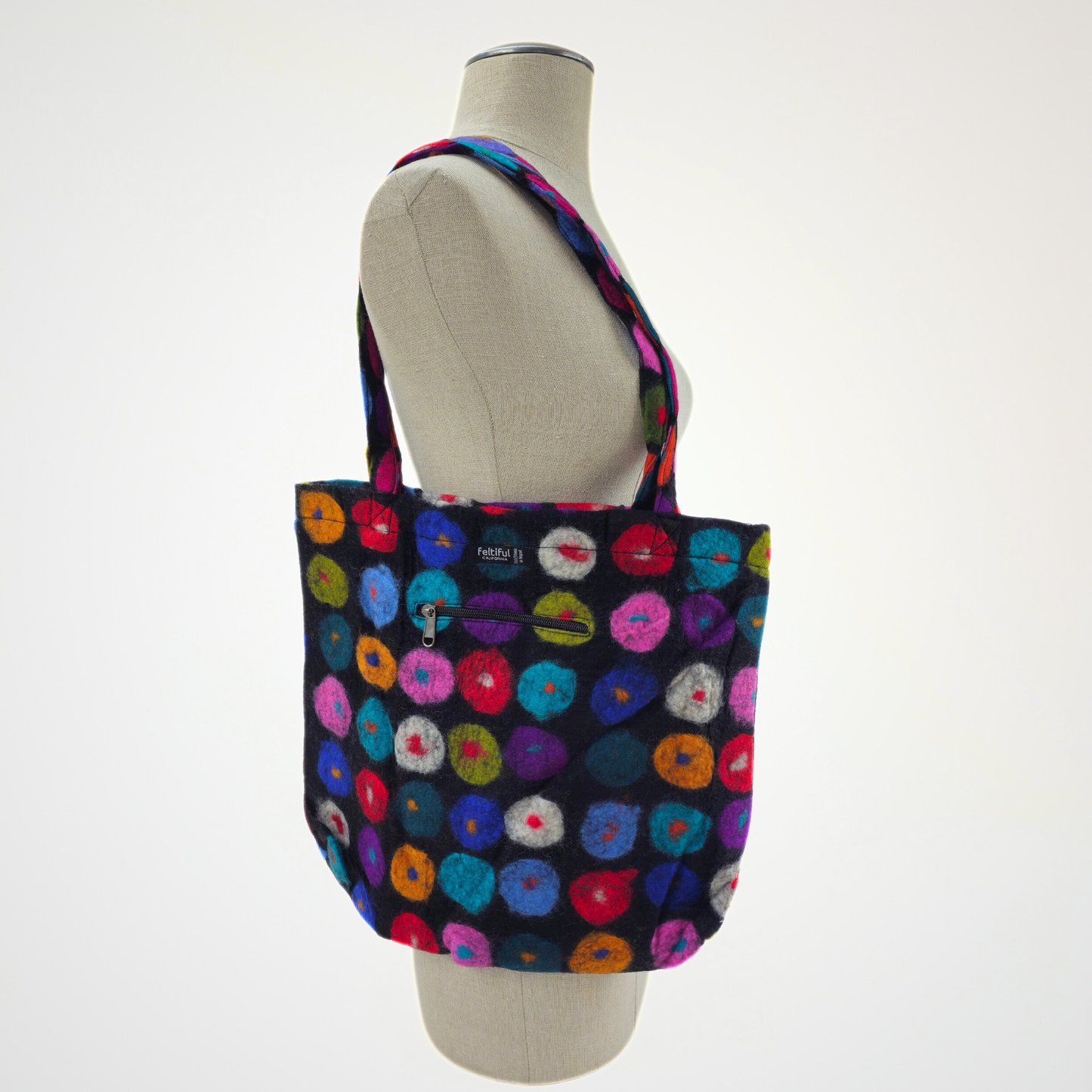Black & Multi Polka Dot Tote Bag