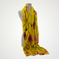 Hand-Felted Yellow Silk Scarf with Dusty Rose Floral Design
