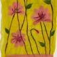 Hand-Felted Yellow Silk Scarf with Dusty Rose Floral Design