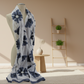 Hand-Felted White Silk Scarf with Gray Floral Design