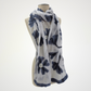 Hand-Felted White Silk Scarf with Gray Floral Design