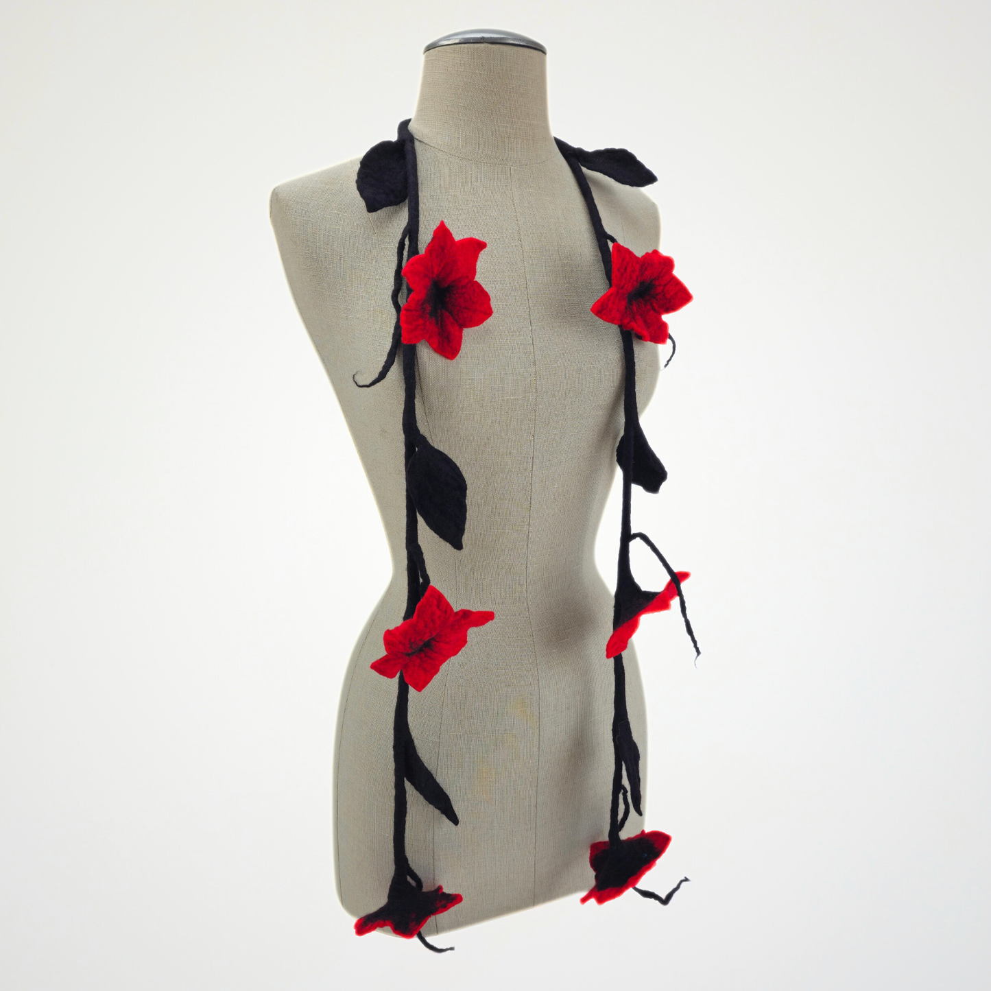 6 Red Flowers Scarf, Flowers Garland or Wall Hanging