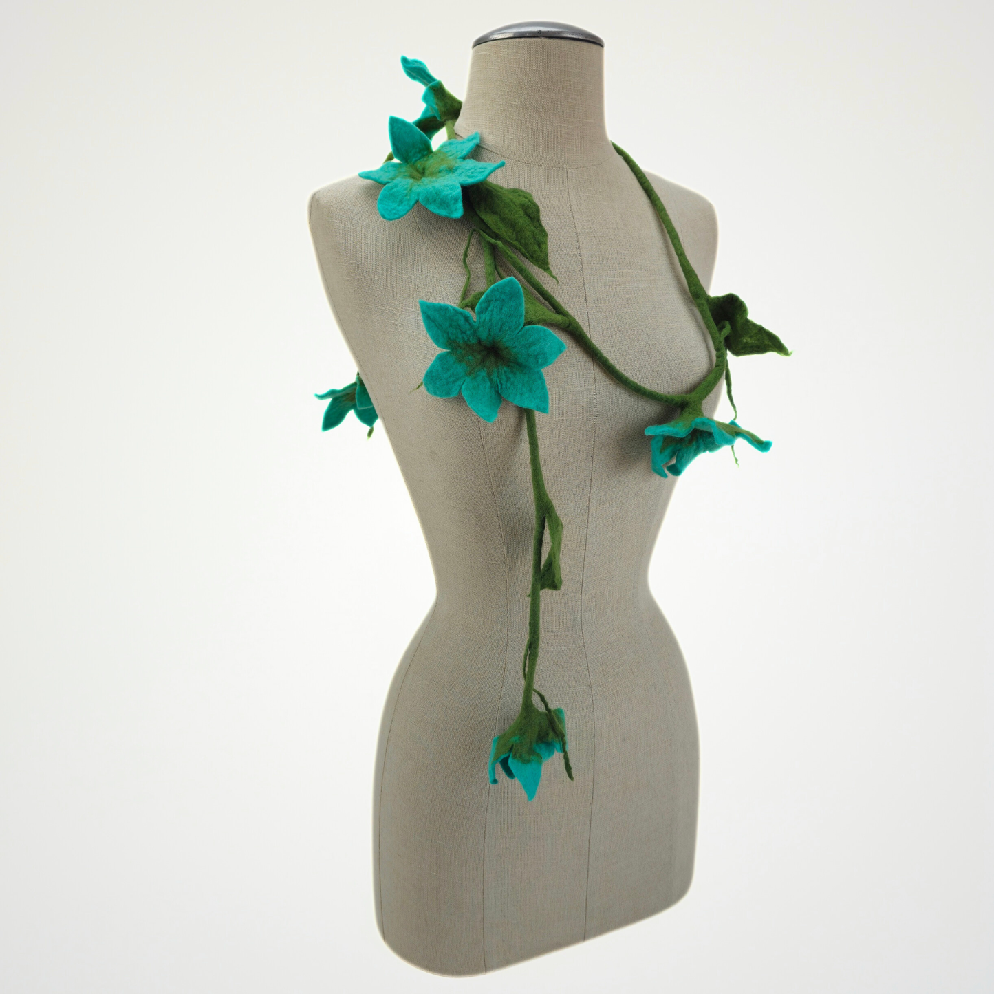 6 Blue Flowers Scarf, Flowers Garland or Wall Hanging