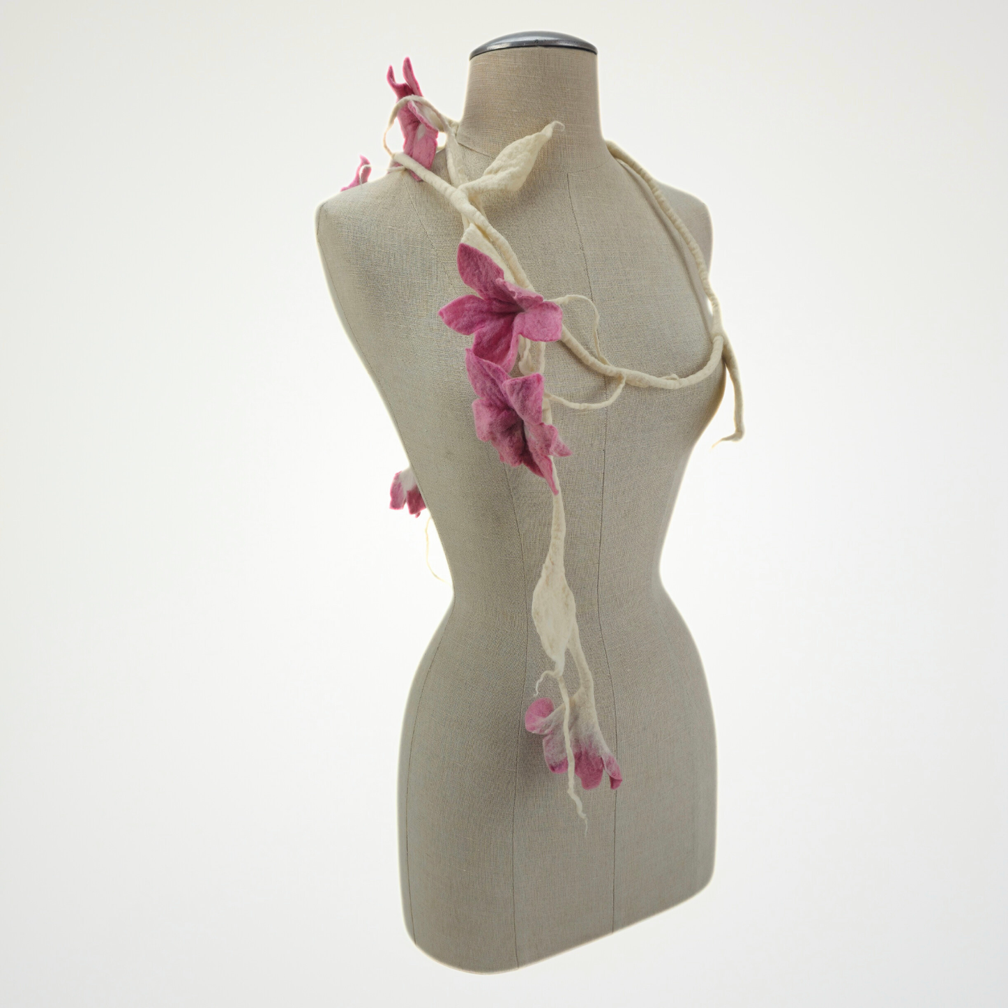 6 Pink Flowers Scarf, Flowers Garland or Wall Hanging