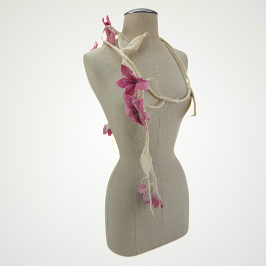 6 Pink Flowers Scarf, Flowers Garland or Wall Hanging