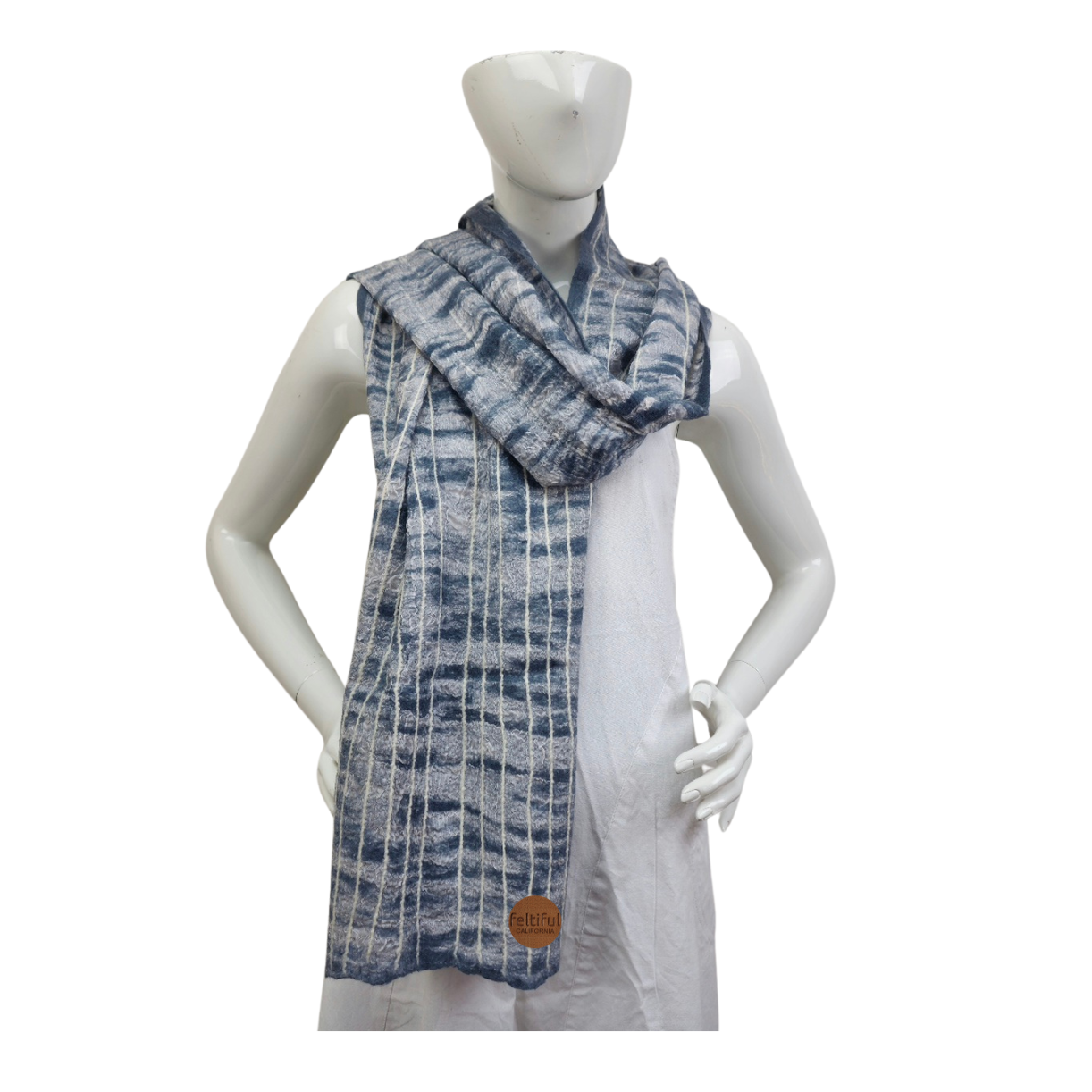 Merino Wool & Silk Lines Felted Scarf