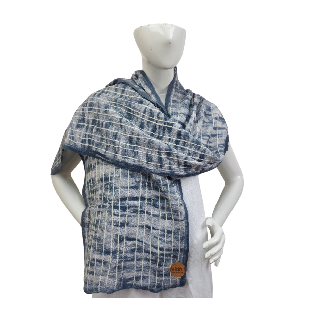 Merino Wool & Silk Lines Felted Scarf