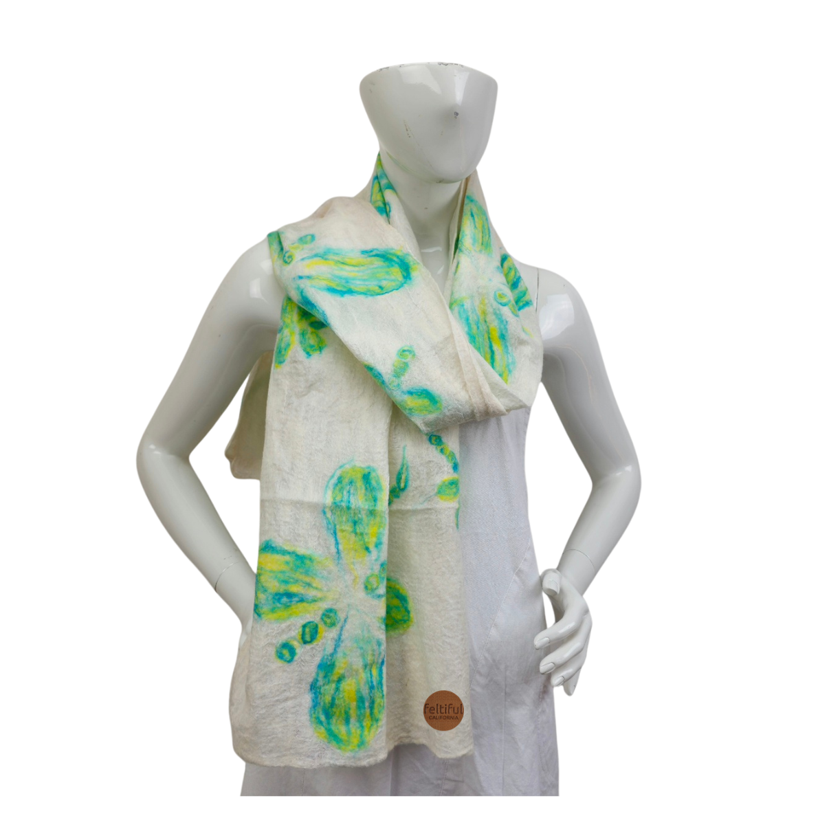 Merino Wool & Silk Dragonfly Felted Scarf