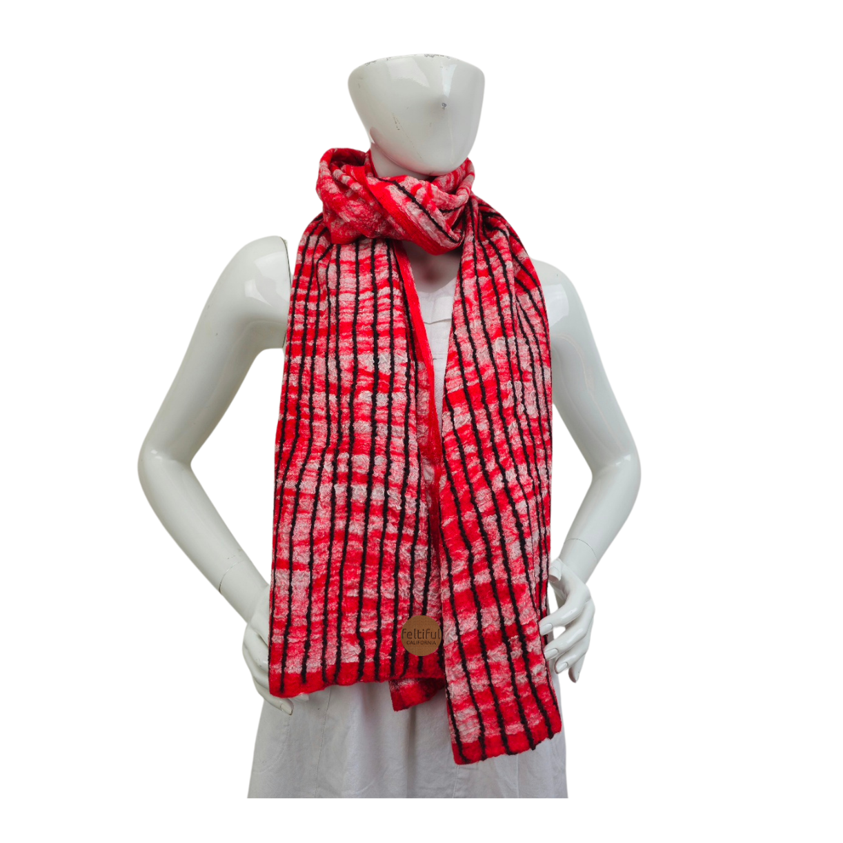Merino Wool & Silk Lines Felted Scarf