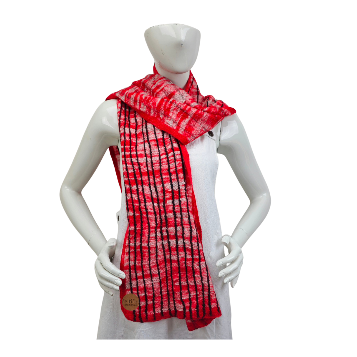 Merino Wool & Silk Lines Felted Scarf