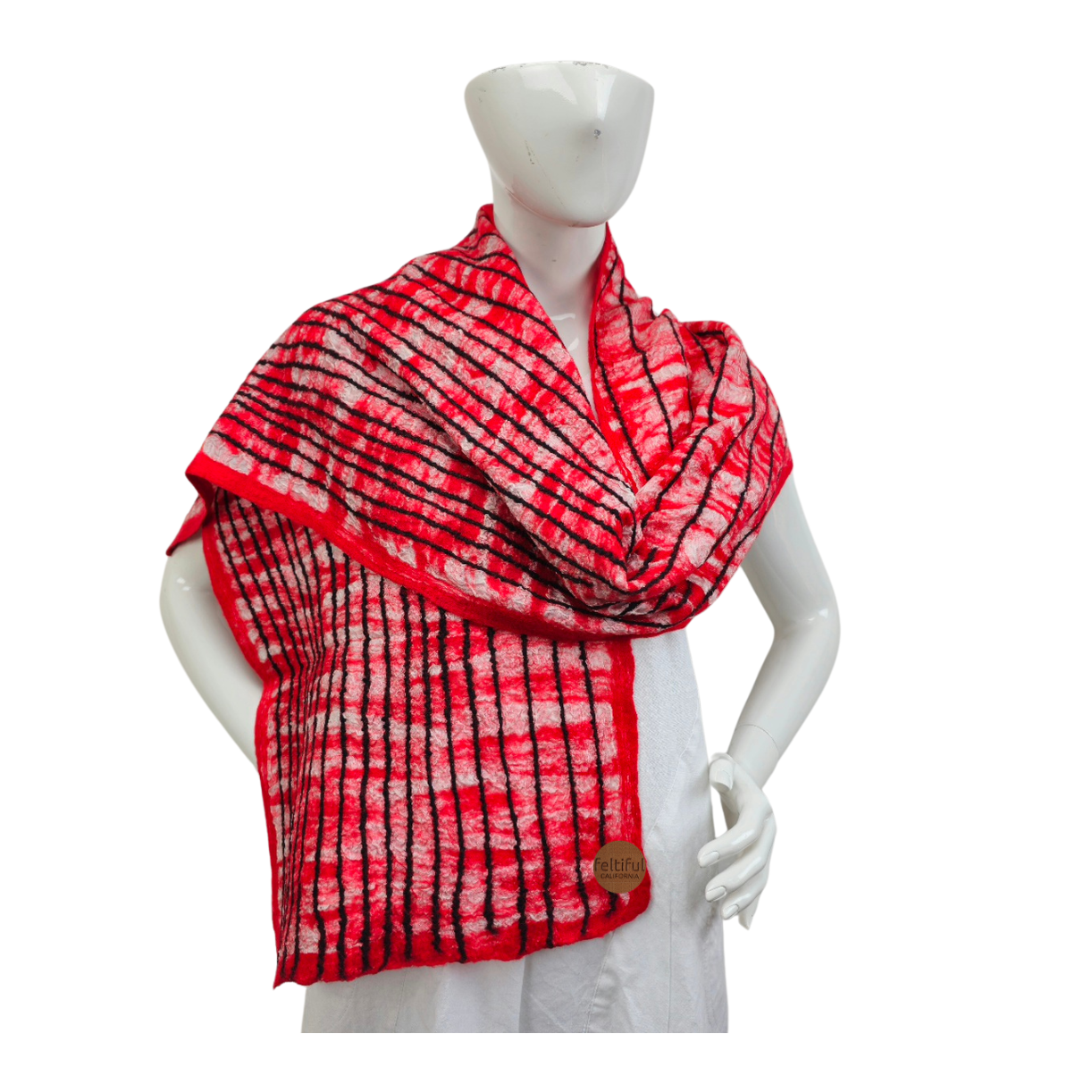 Merino Wool & Silk Lines Felted Scarf