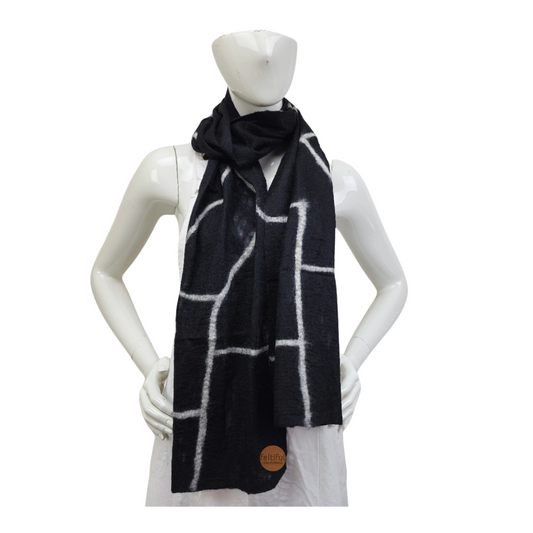 Silk & Merino Wool Kind Of Line Felted Scarf
