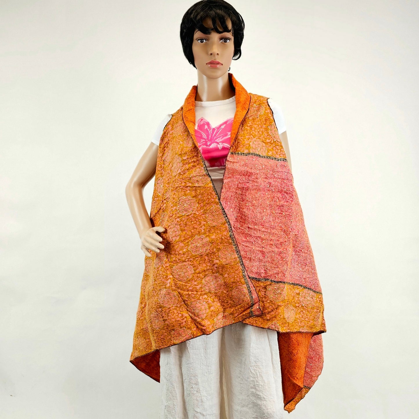 Merino Wool and Saree Reversible Sandwich Outer