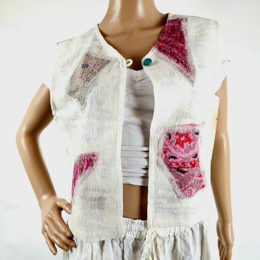 Assorted Patch White Ladies Vest