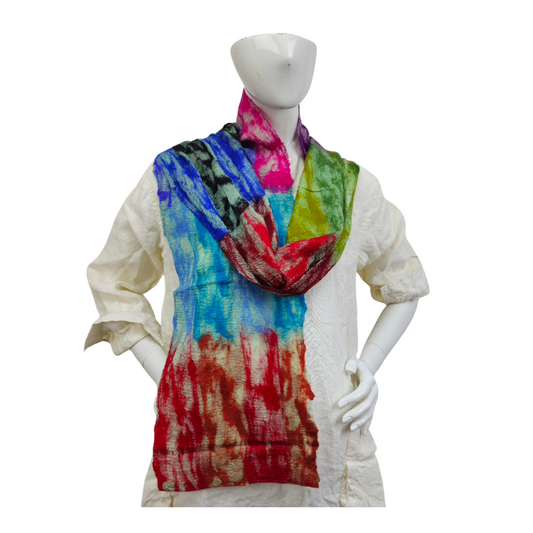 Mix color wool nuno felted scarf