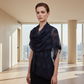 Black Silk Felted Scarf with White Polka Dots