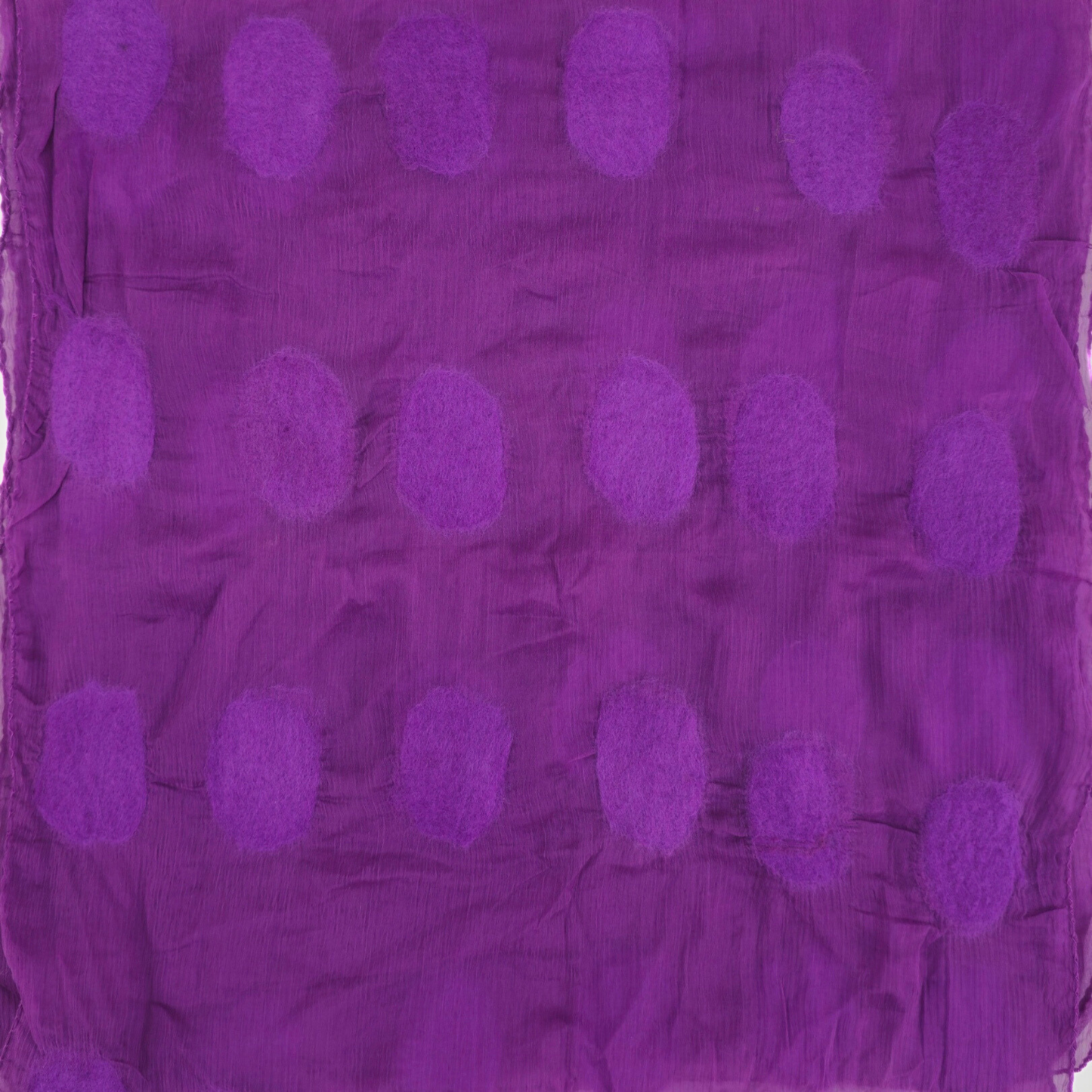 Violet Silk Felted Scarf with White Polka Dots