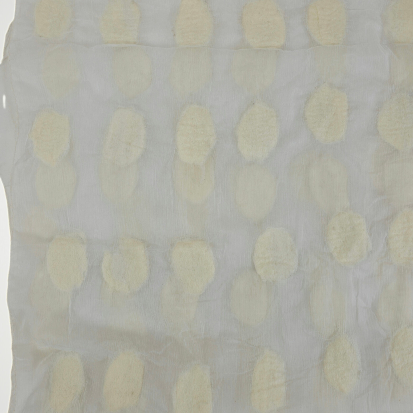 White Silk Felted Scarf with White Polka Dots