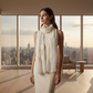 White Silk Felted Scarf with White Polka Dots