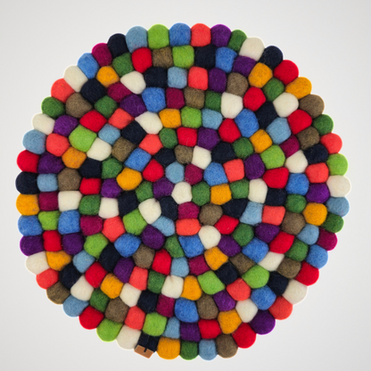 12-Inch Pom Pom Ball Round Placemat-Set Of 2Pcs.