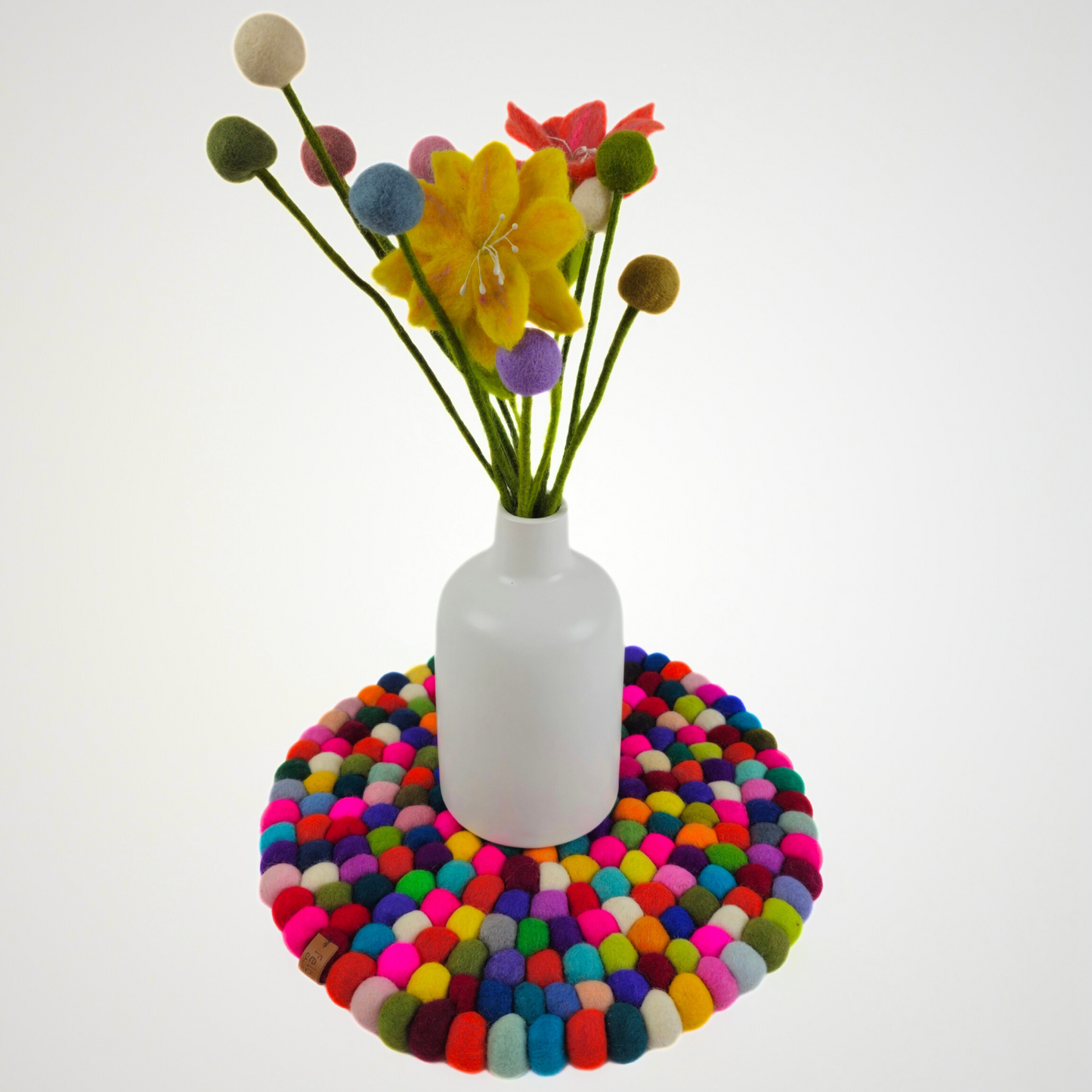 14-Inch Pom Pom Ball Round Placemat-Set Of 2Pcs.