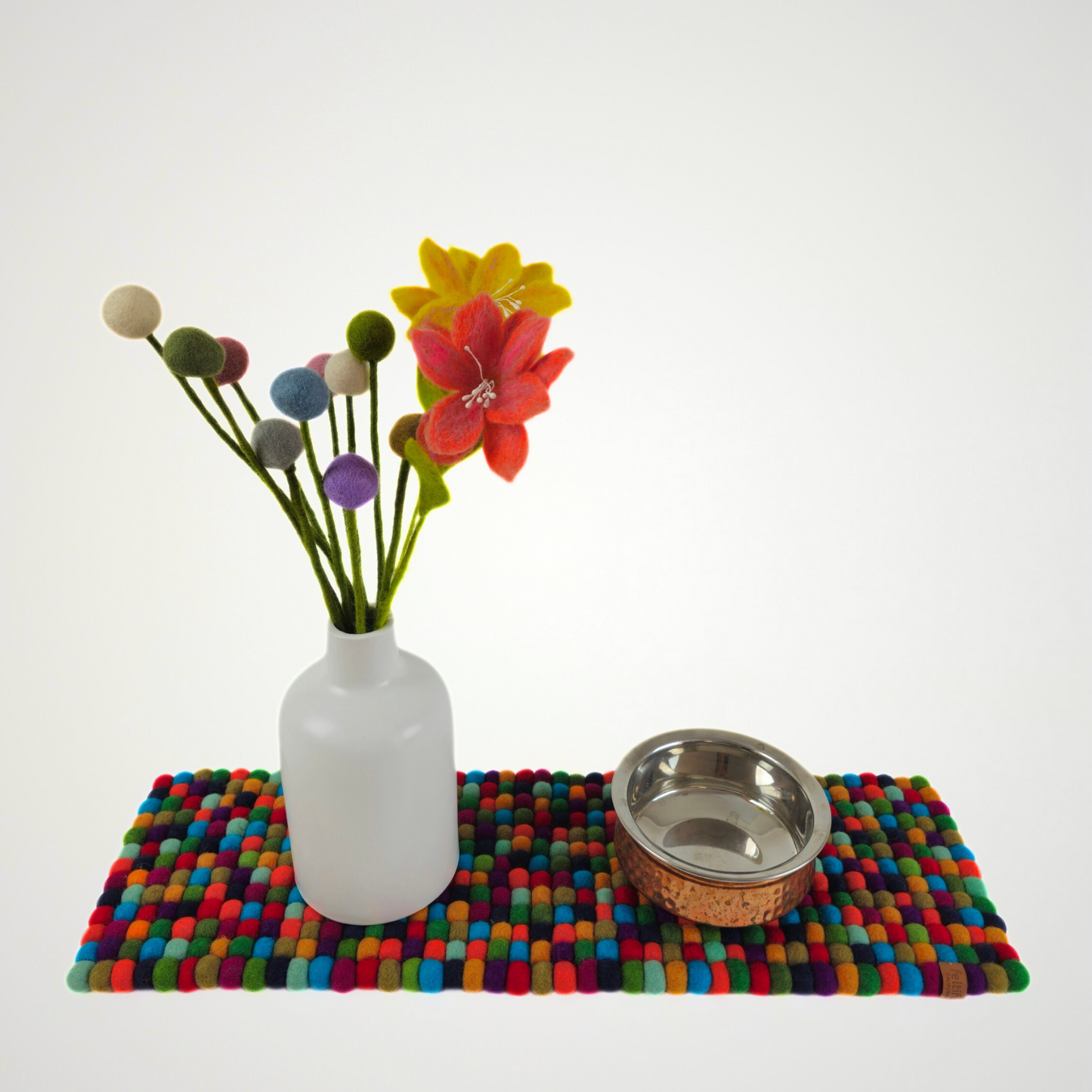 Artisan Multi Small Felted Ball Table Runner