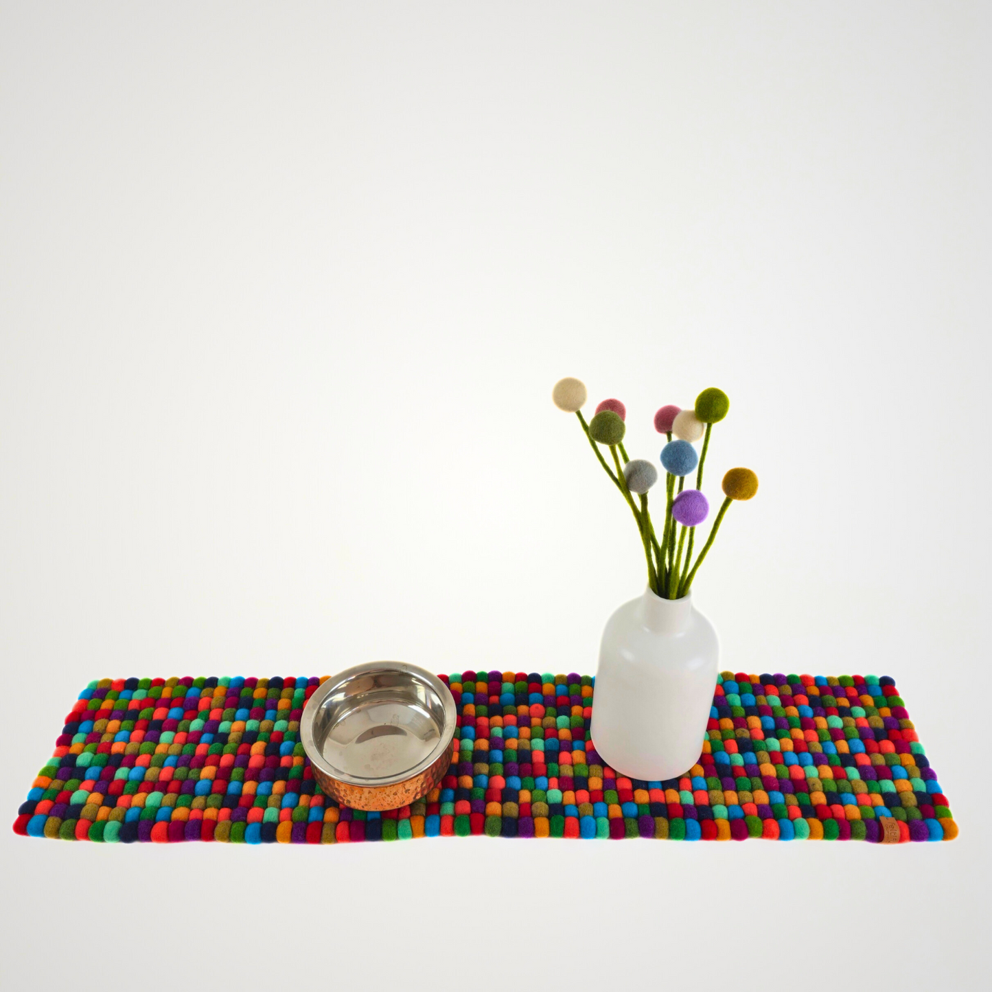 Artisan Multi Small Felted Ball Table Runner
