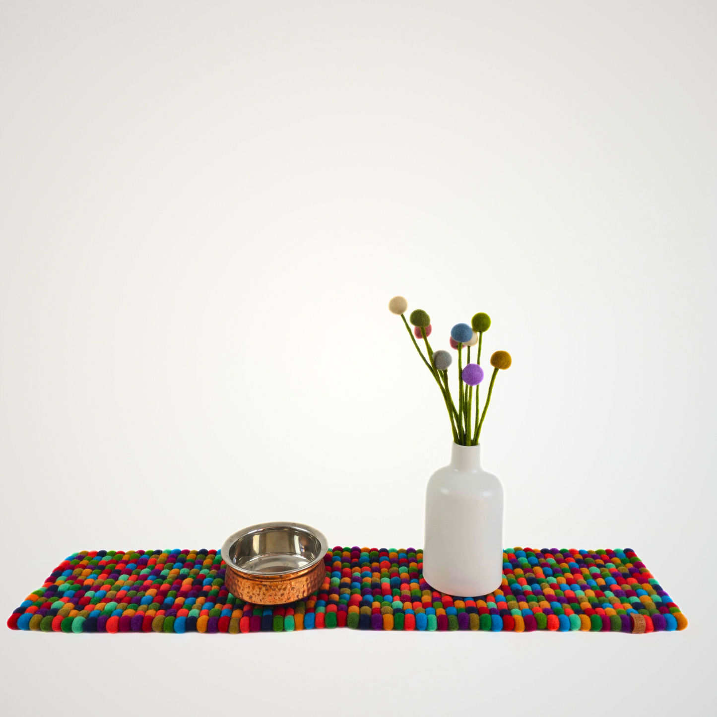 Artisan Multi Small Felted Ball Table Runner