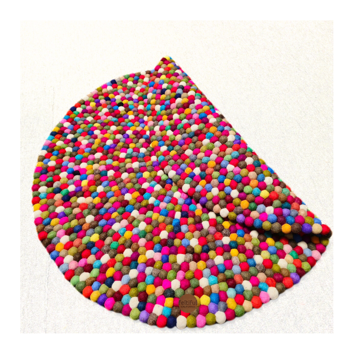 Multi-Colors Felt Round Rug for Home Décor