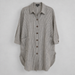 Charcoal pinstripe cotton high-low tunic shirt, front