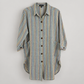 RT819 multicolor stripe cotton high-low tunic shirt – front