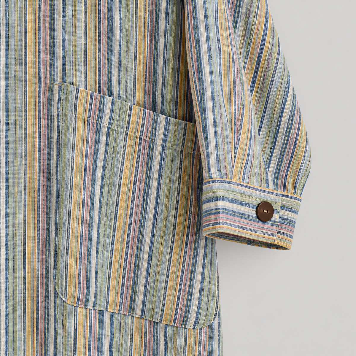 RT819 multicolor stripe cotton high-low tunic shirt – cuff pocket